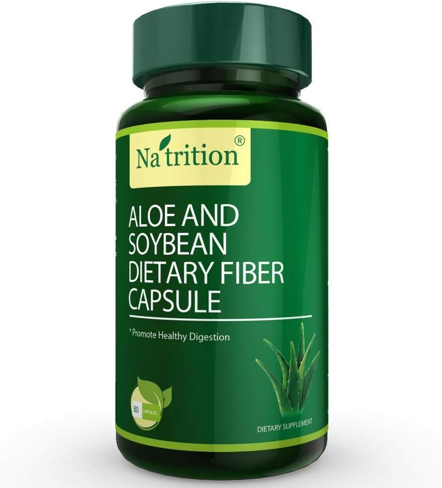 Natrition Aloe Vera Gel Extract kapslid soja dieet kiud – parim soolepuhastuse täiendada – parandada seedimist ja kõhukinnisust Relief - 80 kapslit