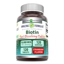 Amazing Formulas Biotin Fast Lahustada 10000 Mcg Tablets Supplement | Maasikas Maitse | Vitamiin B7 | Mitte-GMO | Gluteenivaba | Made in USA (120 Count)