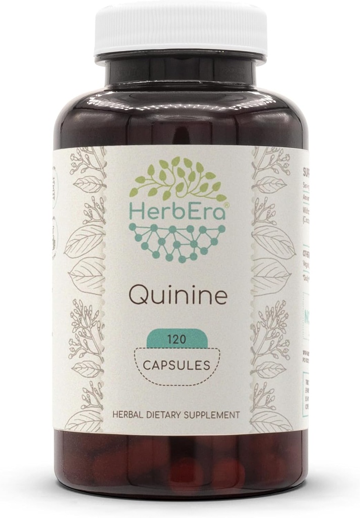 HerbEra Quinine 120 kapslit , 1000 mg metsikkiniin ( Cinchona officinalis ) Kuivatatud koor ( 120 kapslit )