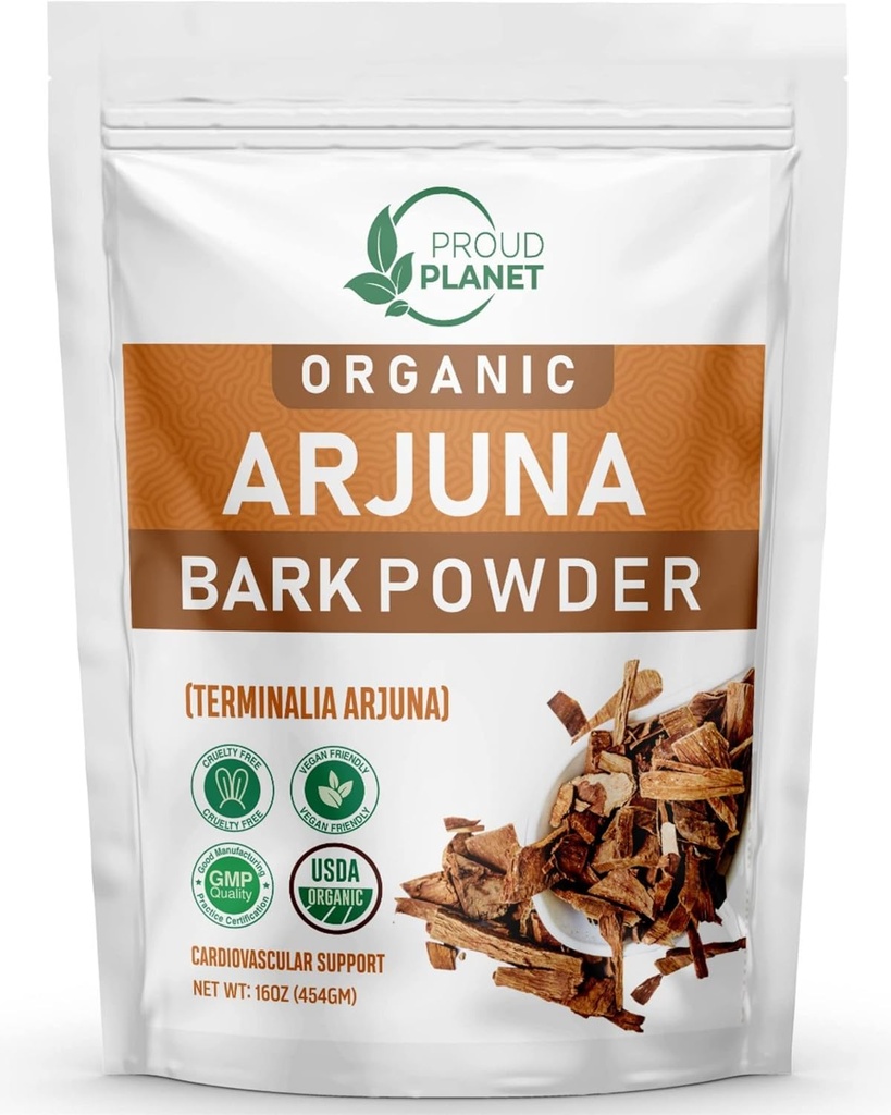 Orgaaniline Arjuna koorepulber | Terminalia Arjuna | Ayurveda südame tervise pulber | USDA sertifitseeritud Proud Planeti poolt (16 Ounce)