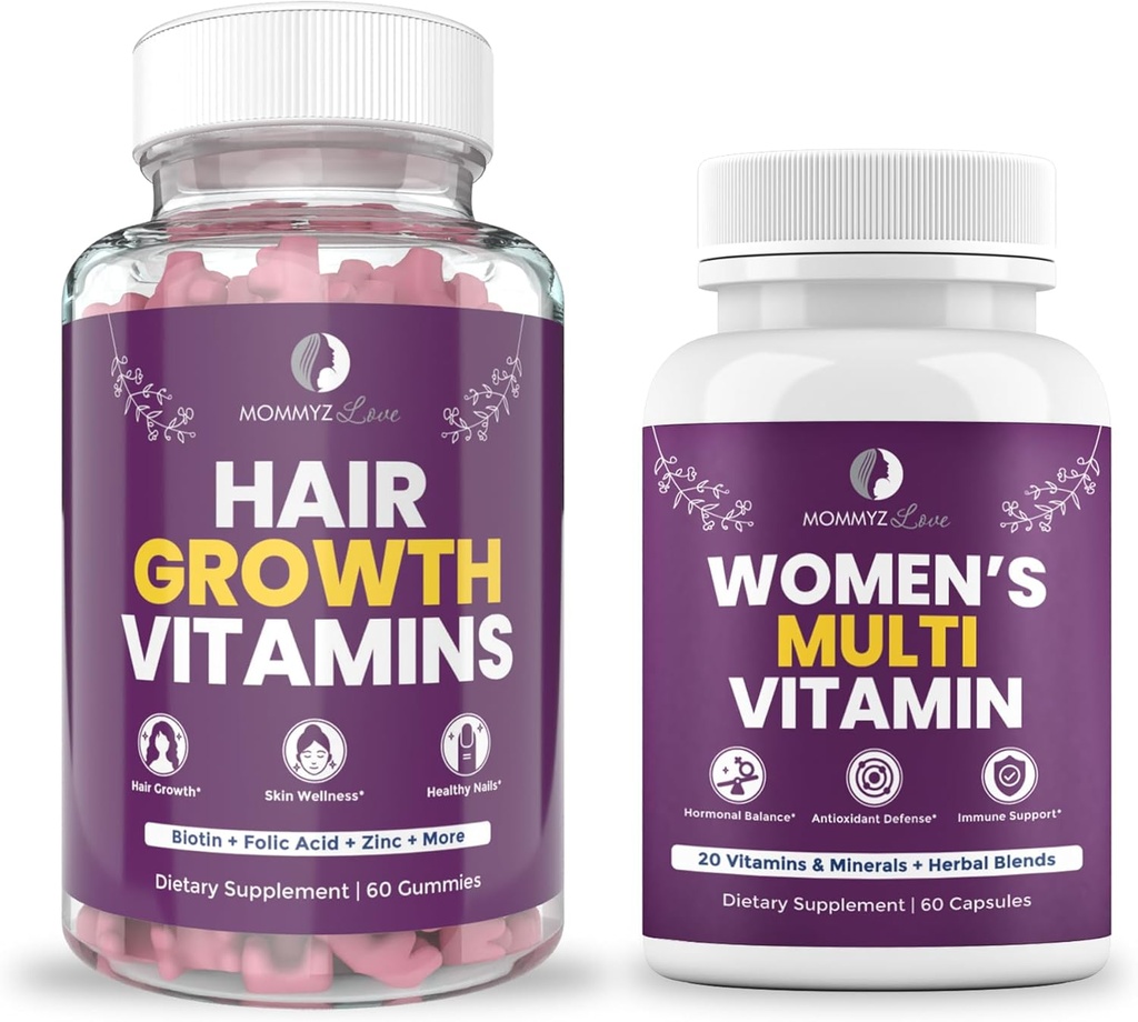 Emmez Love Sünnitusjärgne juuste väljalangemine Vitamiin - Biotiin Kummid juuste kasvuks, kiirgav nahk ja tugevad küüned Plus Naised Igapäevased multivitamiinid naiste tervise, energia, fookuse ja meeleolu jaoks