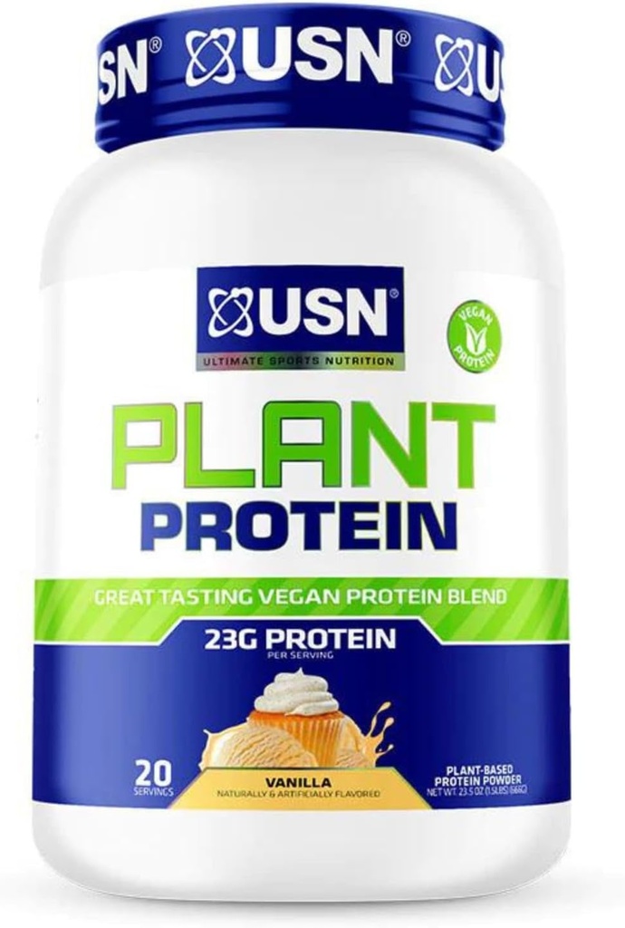 USN Nutrition Vegan Taimevalgu pulber | Hernes, pruun riis & kõrvitsaseemnevalgu segu | 23 g valku, suhkruvaba, hea maitsega | 1,5 lbs (Vanilla)