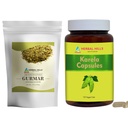 HERBAL HILLS Gurmar Tee pulber ja Karela kapslid Pakendis 2 Combo