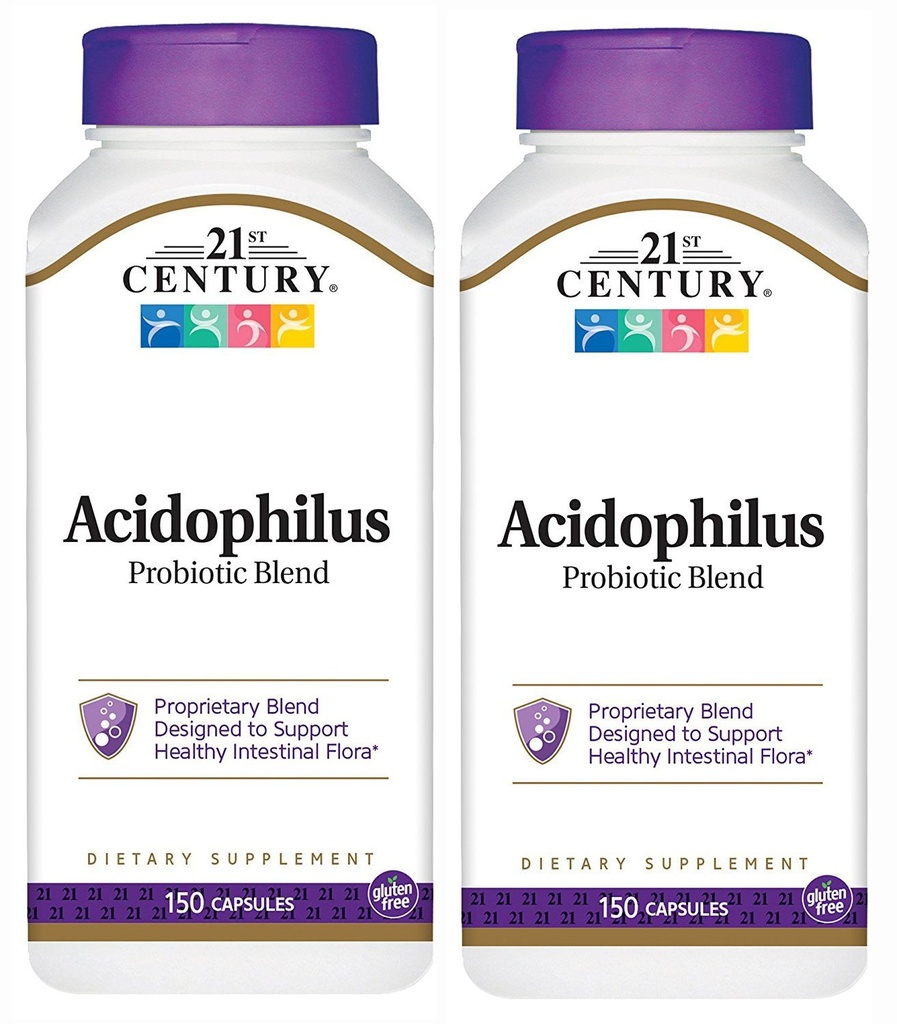 21. sajand Acidophilus Probiootiline segu kapslid, 150-Count (pakk 2)