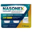 Nasonex 24HR Allergia Ninasprei, mitte-uimane, lõhnavaba udu, allergia sümptomid + ninakinnisus, täielik retsepti tugevus, 120 pihustit (3 pakendit)