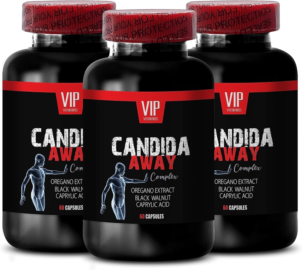 Musta kreeka pähkli ekstrakt, soolestiku mikrofloora kompleks standardprotsess - CANDIDA AWAY COMPLEX - aloe vera lehe ekstrakt, kaprüülhape, immuunvõimendi, oregaaniline õli kapslid orgaaniline supertugevus - 3 Bot 180 Caps