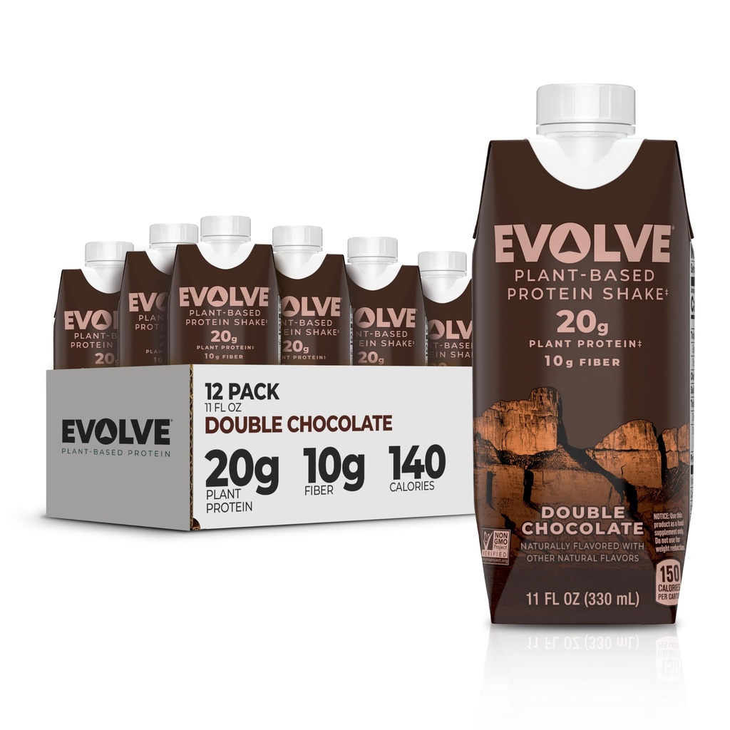 Arenev taimepõhine valgukokteil, topeltšokolaad, 20 g veganproteiini, piimavaba, kunstlikke magusaineid ei ole, GMO-vaba, 10 g kiudainet, 11 Fl Oz (12. pakk) - (Formula May Vary)