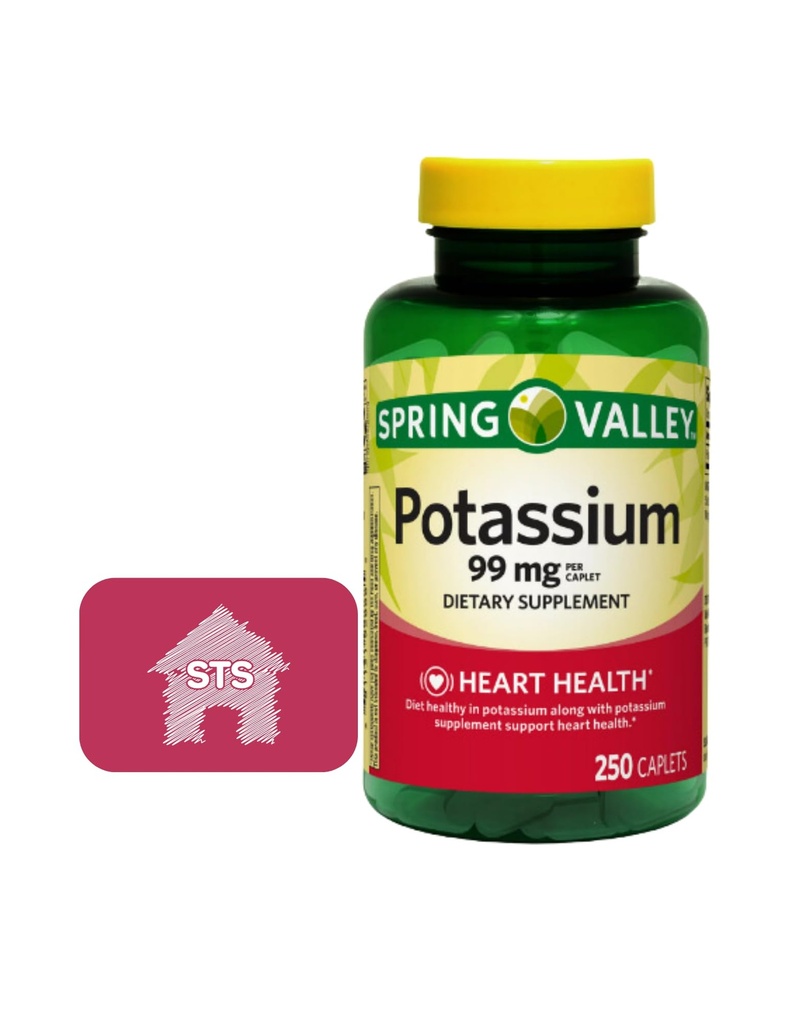 Spring Valley Kaalium 99 mg, 250 Count + STS Sticker.