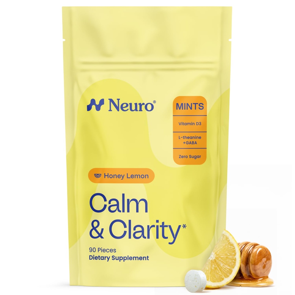 NeuroGum Calm & Clarity Mints (Mesisidrun, 90 tükki) | GABA + L-Theanine + D3-vitamiin | Suhkruvaba meeleolu ja stressi leevendamise lisa