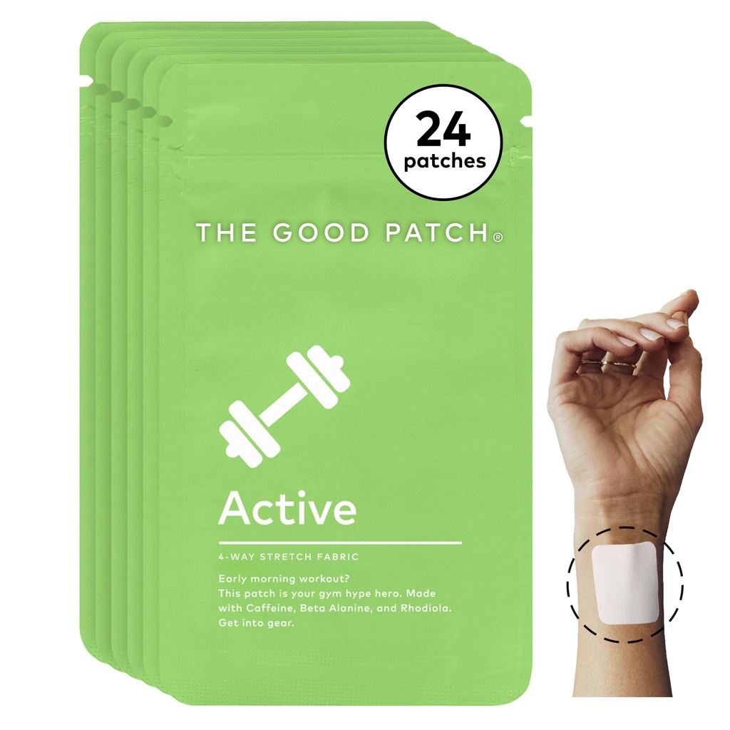 Hea Patch aktiivne plaaster, energiatoetus, looduslik plaaster kofeiiniga, beeta-alaniin, Rhodiola, taimede jõul kantavad tervised, püsiv vabanemine (24 kogu plaastrit)
