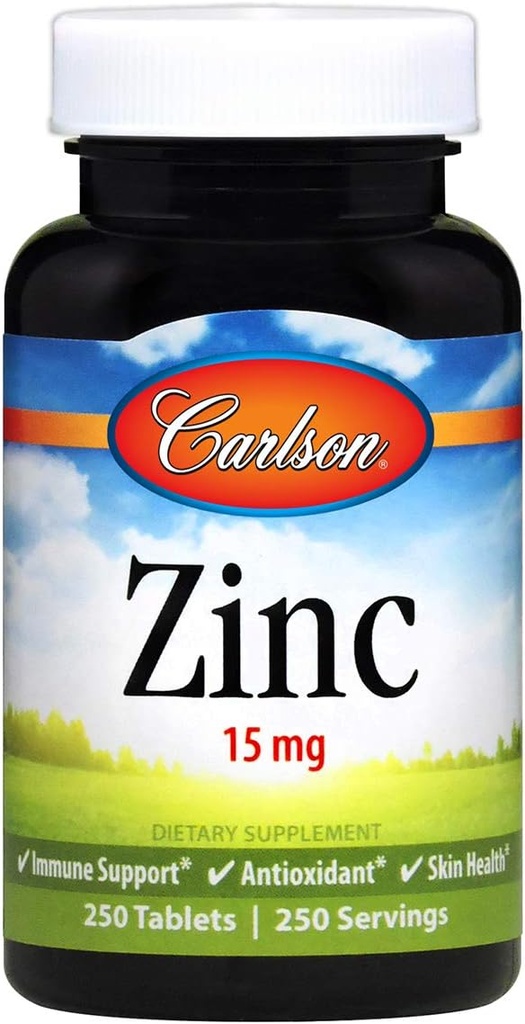 Carlson Labs Zinc, 15 mg, 250 tabletti