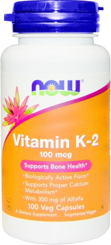 NOW Foods Vitamiin K-2,100mcg, 100 kapslit (2 pakendis)