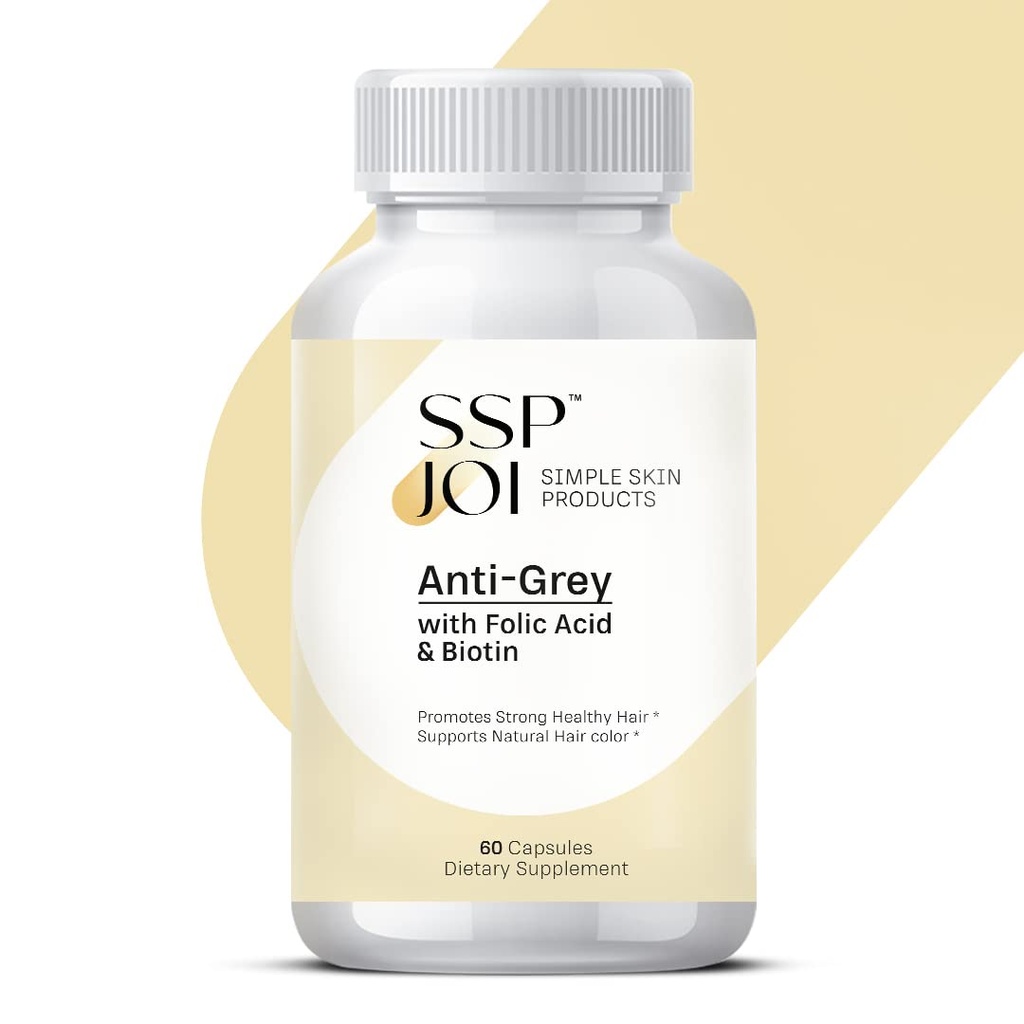 Juuste kasvu täiendada 250 mg - Anti-Grey täiendus meestele ja naistele foolhape, B-vitamiinid ja biotiin - toetab hallide juuste muutus ja soodustab tugev terved juuksed