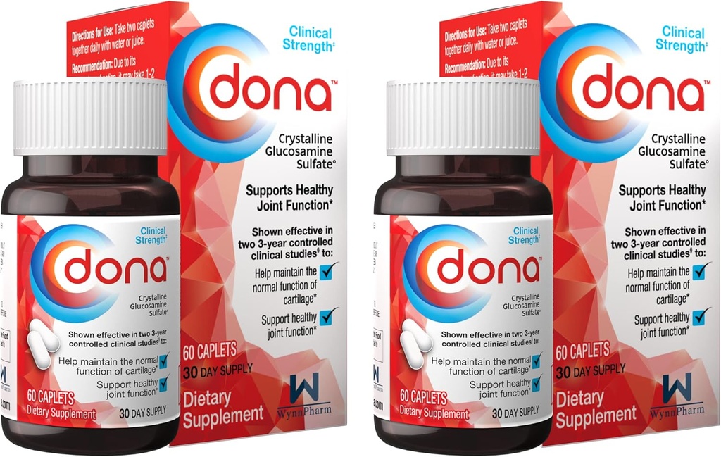 Dona Crystalline Glükoosamiin Sulfate, 750 Mg, ühine täiendada pillid põlvemugavus ja ühine tervise tugi, 750 Mg, 60 Count (2 Pack).