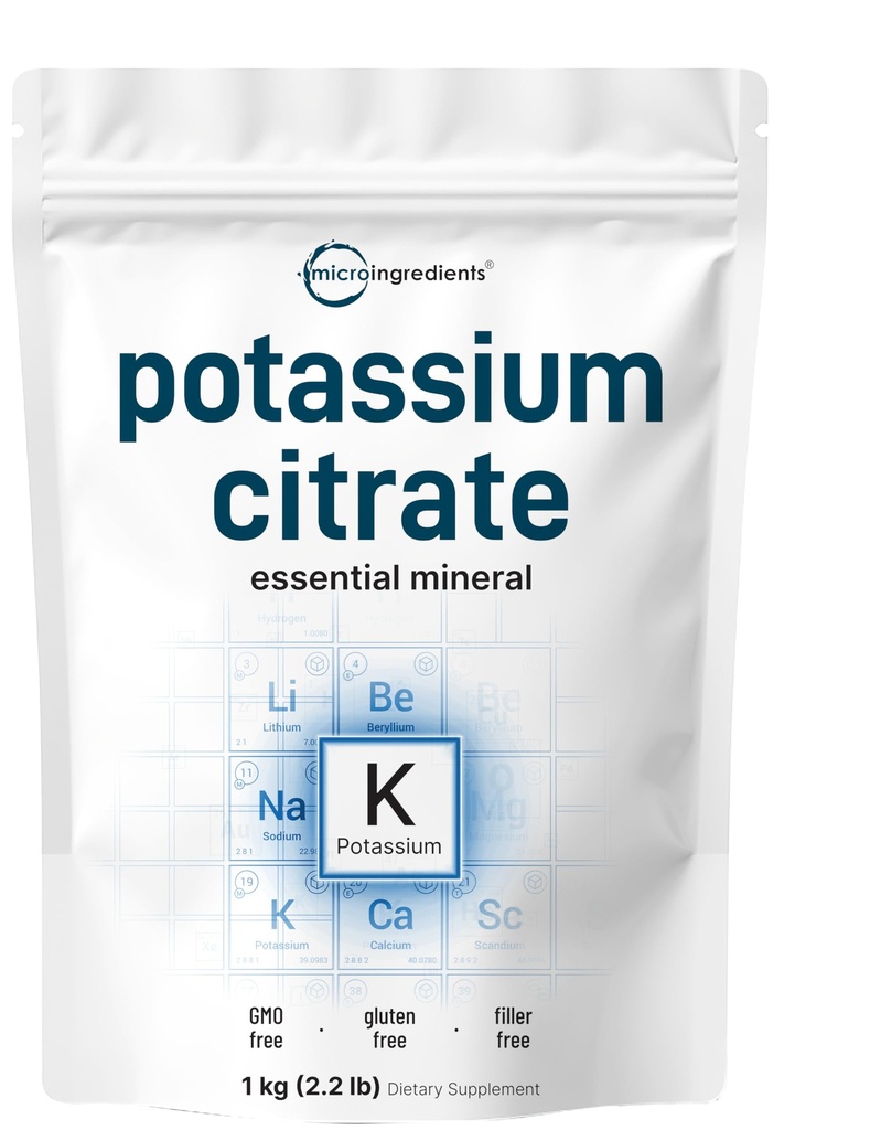 USA päritolu Kaaliumtsitraadi pulber, 1 KG (35 Ounce) | Essential Hydration Electrolyte Supplement | Toetab mineraalide tasakaalu, südant, liigest ja immuunsüsteemi tervist | Vegan Sõbralik