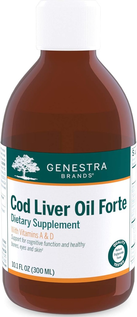 Genestra Brands Cod Maksaõli Forte | Vitamiin + asendamatu rasvhapete lisand | 10,1 fl. oz.