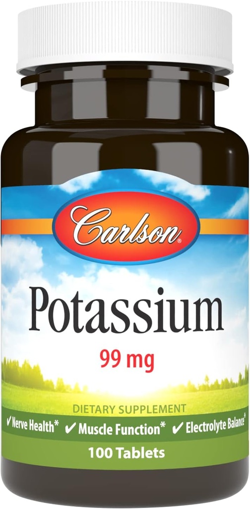 Carlson - Kaalium, 99 mg, edendab närvide tervist ja lihaste funktsiooni, 100 tabletti