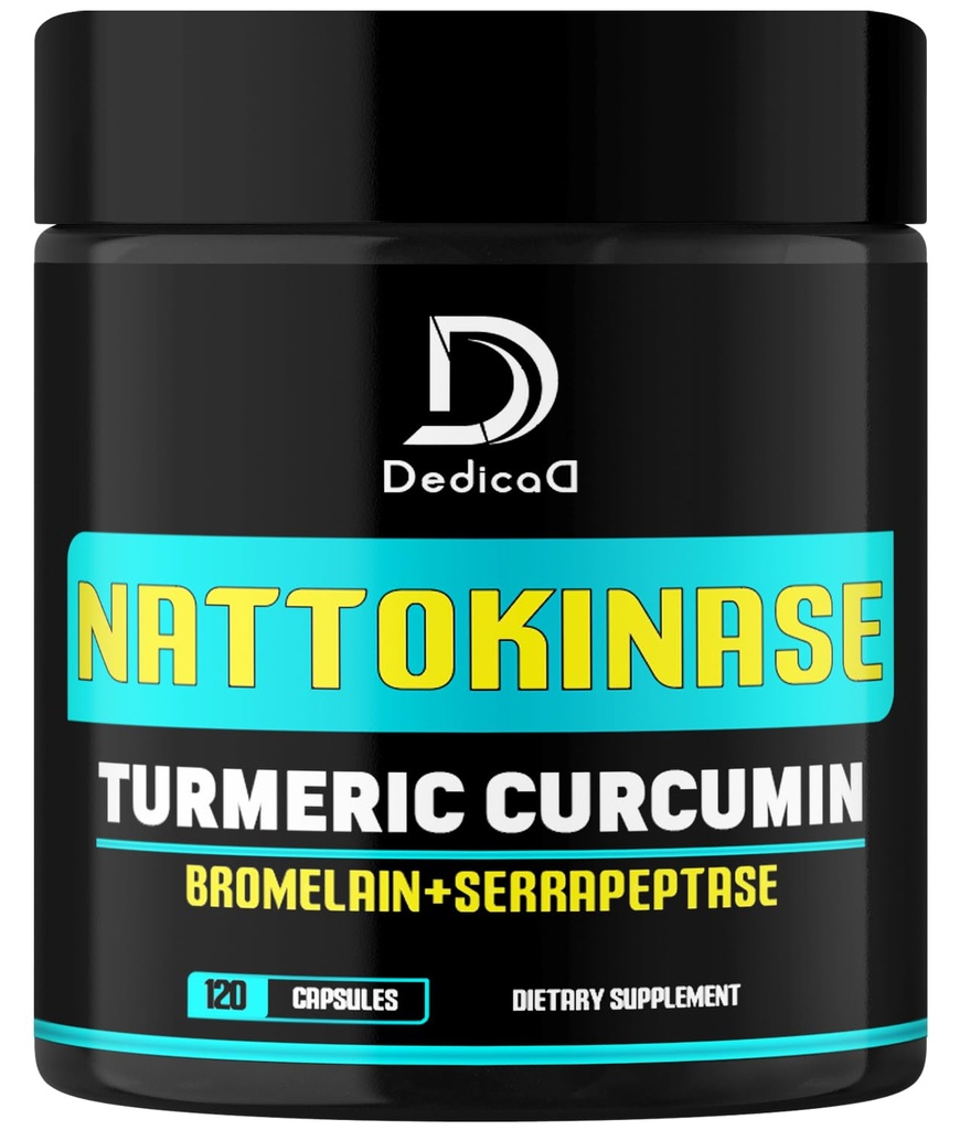 4-in- 1 Nattokinaasi 2000 Fu, kurkum, bromelain, serrapeptaas - Spike Protein Detox - keha tasakaal, tsirkulatsioon Tervis ja immuunsüsteem - 120 kapslit 4-kuuline pakkumine