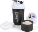 Shaker Bottle - Protein Shaker Cup koos ladustamiskomponentidega - lekkimiskindel treening Loksutage pudelid Mixeriga sujuvaks segamiseks-500ML/16oz (VALGE & BLACK)