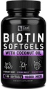 Zeal Biotin 10000mcg orgaaniline kookosõli Softgels | Vitamiin Biotin Supplement | Juuste nahk ja küüned Vitamiinid naistele ja meestele | 6 mo Supply - 180 Gel Kapslid