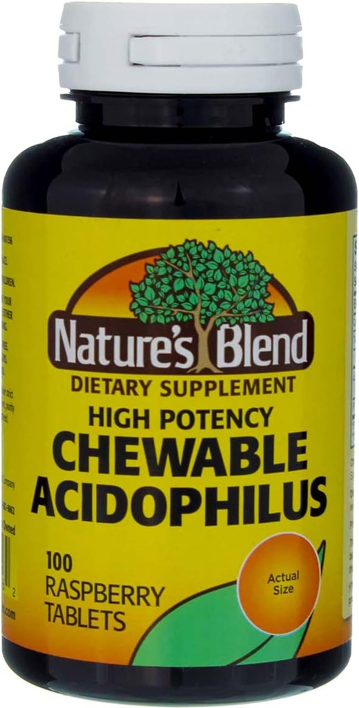 Nature's Blend Acidophilus näritav Vaarikamaitse - 100 tabletti, pakend 3