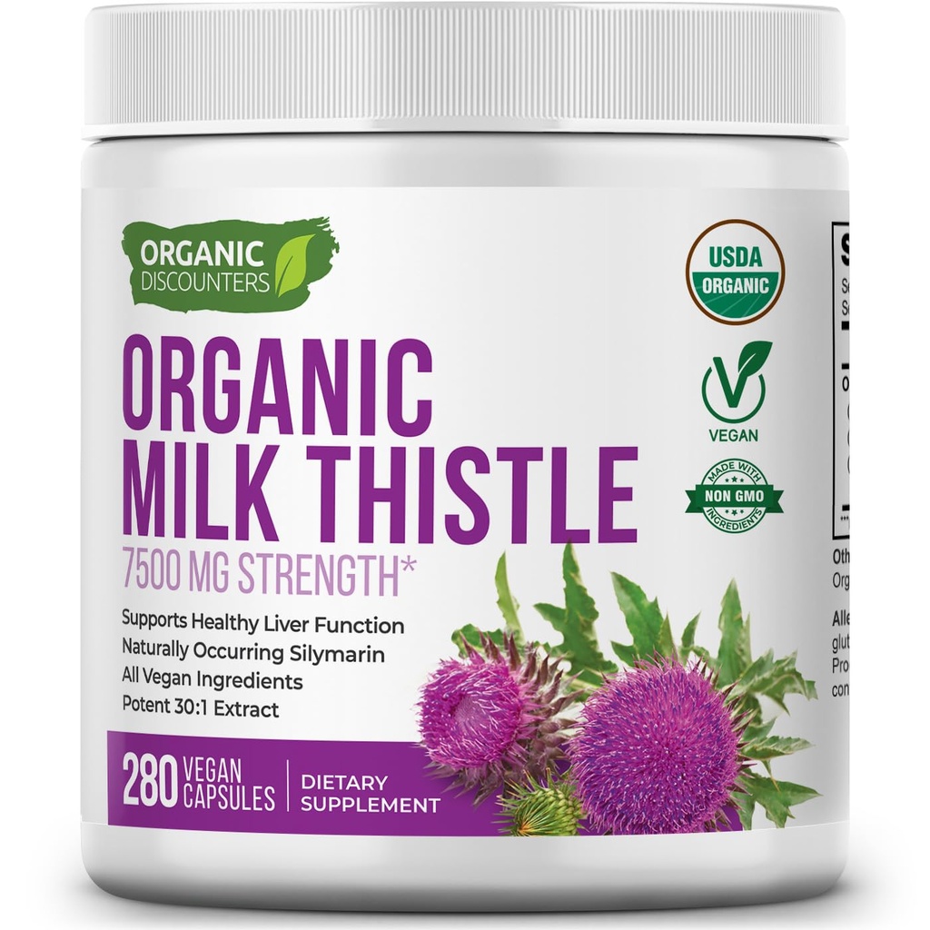 USDA orgaaniline piimaohakas 30: 1 ekstraktkapslid, 280 Vegankapslid, rikas Silymarin Flavonoidid, Maksa puhastamine ja maks Detox Support, Standardiseeritud 30X ekstrakt, valmistatud USAs