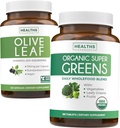 Oliivilehe ekstrakt ja orgaanilised superrohelised (4-kuuline pakkumine) Pure Plant Power Bundle of Olive Leaf Extract (120 kapslit) Super Strength & Organic Super Greens (180 Tabets) Organic Superfood