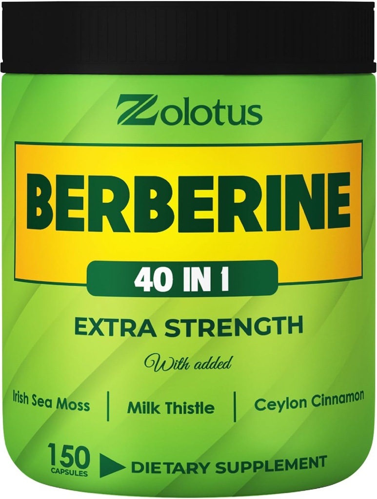 Zolotus Berberine Supplement 40 in 1, koos Sea Moss, Kaneel, Piimaohakas, Õunasiidri Äädikas, Quercetin Seedimise, Immuunsüsteemi Ja Südame Tervis