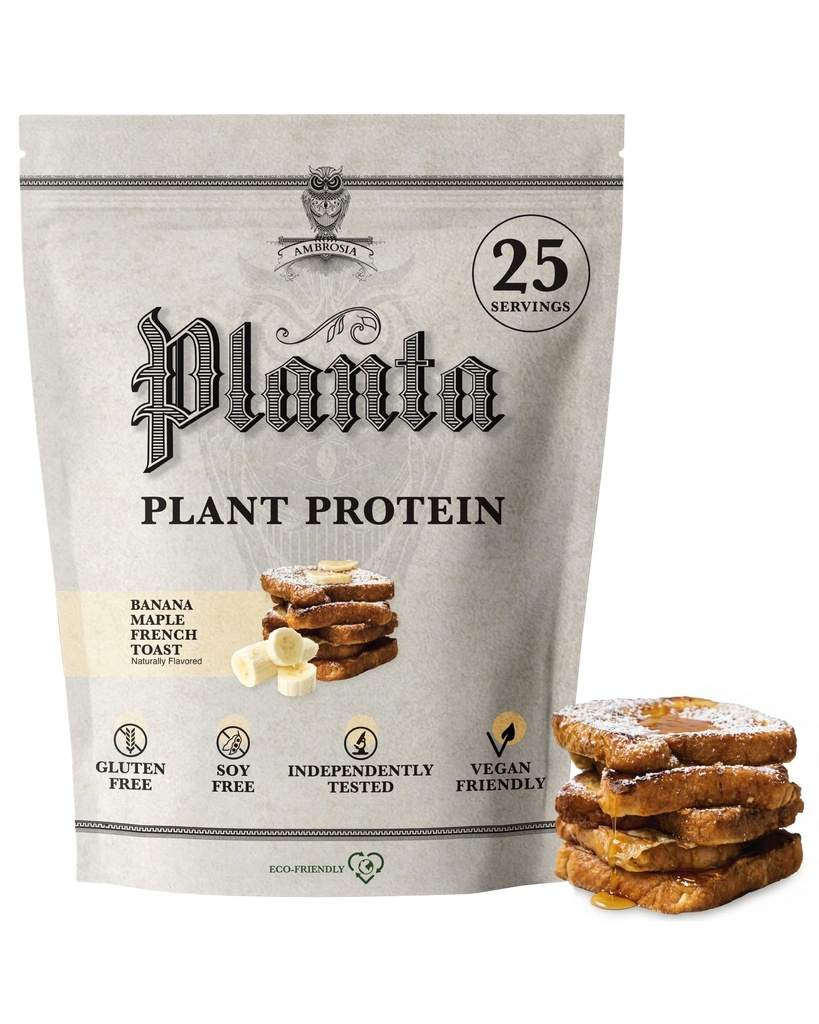 Ambrosia Planta - Premium Plant-Based Protein | Vegan & Keto Sõbralik | Gourmet Lõhnad Ilma Puhumise või Mao Upset | Gluteen & Soja Vaba | Ei Lisatud Suhkur | 25 Servings | Banaan Maple