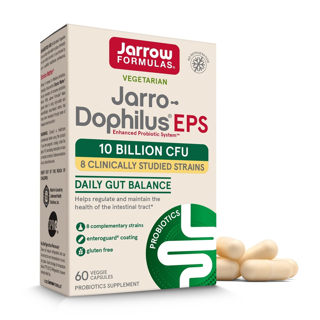 Jarrow valemid Jarro Dophilus Probiootikumid 10 miljardit CFU - probiootilised toidulisandi kapslid seedetrakti tervise ja soolestiku tervise jaoks naistele ja meestele, 60 Veggie kapslit, kuni 30 päeva, riiuli stabiilne
