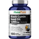 NusaPure Black Seed Oil 1000 mg ühe serveerimise kohta 180 Softgel Capsules (Non-GMO, Taimetoitlane) Külmpressitud Virgin Nigella Sativa. Hexane vaba