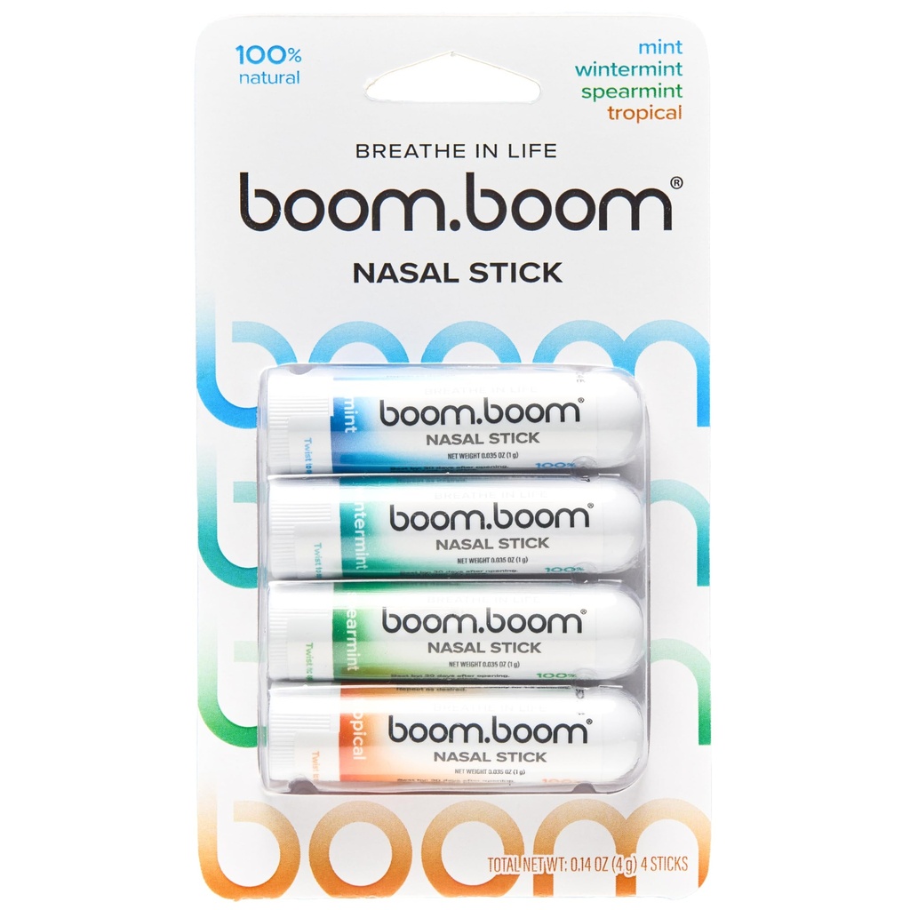 BoomBoom Nasal Stick | Auruvoolu tehnoloogia | Cool Refreshing Sensation | Natural Mood Boost | Simple Ingredients | Eeterlikud õlid + Mentool Inhalaator (Mint, Wintermint, Tropical, Spearmint)