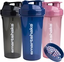 Smartshake Glossy 3-Pack Lite Protein Shaker Pudel 800 ml | 27 oz - Leakproof Screw-on Lid - BPA Free - Unisex - (Black, Deep Rose, Navy Blue)