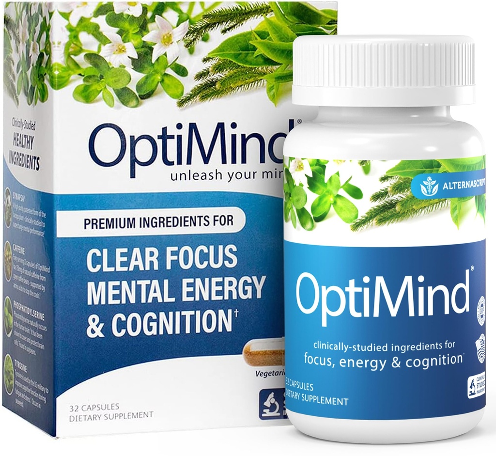 Optimind Bacopa Monnieri aju lisand mälule ja fookusele, nootroopilised fosfatidüülseriiniga, Huperzine A, Non-GMO, kliiniliselt uuritud koostisosad, 32 kapslit