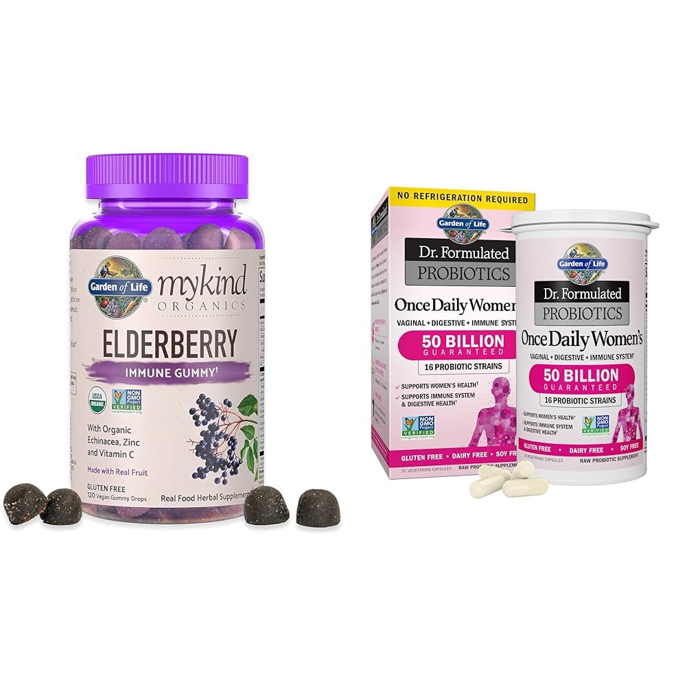 Eluaed Orgaanilised Elderberry Gummies täiskasvanutele ja lastele - Immuunsüsteemi tugilisa orgaanilise puuviljaga & Dr. Formuleeritud naiste probiootikumid üks kord päevas, 16 tüve, 50 miljardit, 30 kapslit