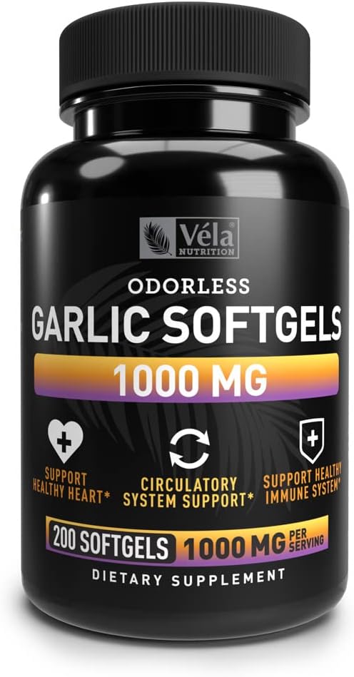 Lõhnatu küüslaugu täiendus | 1000 mg ühe serveerimise kohta | Südame tervise, vereringe ja immuunsüsteemi toetamine | GMP sertifitseeritud, mitte-GMO, 3. osapoole testitud | 200 kapslit