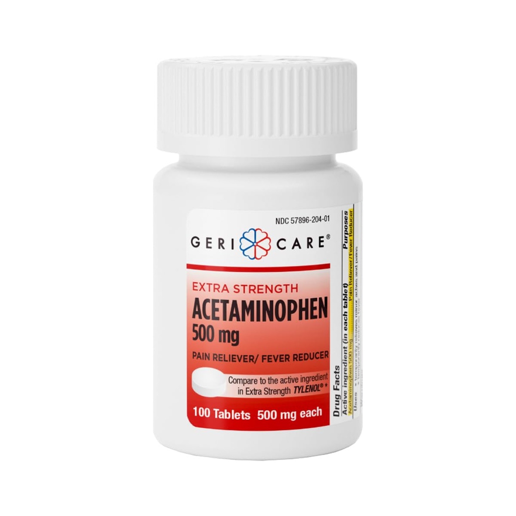 GeriCare Extra Tugevus Atsetaminofeen Valu leevendamine Palaviku vähendaja tabletid, tugevus 500 mg tablett | liiges, lihased, artriit, seljavalu leevendamine 100 loend (pakk 1)