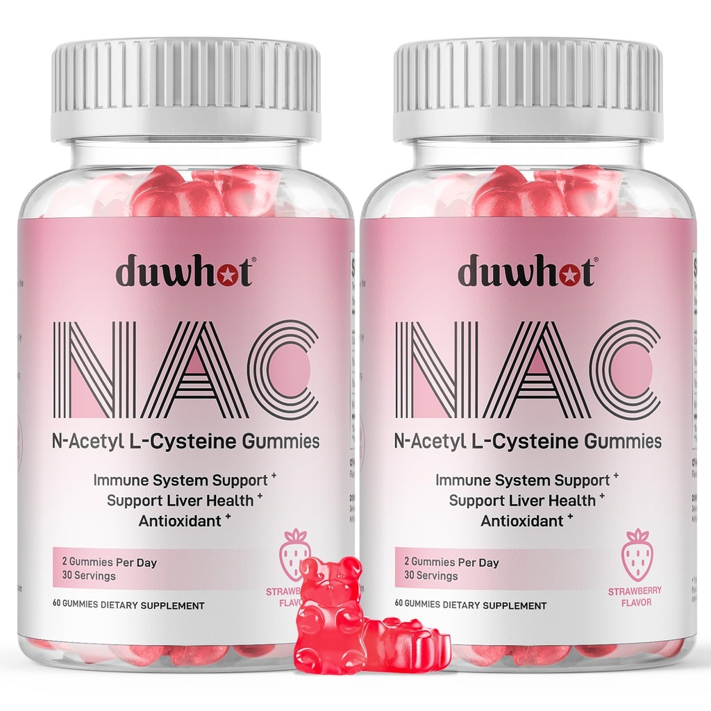 NAC Gummies 600mg, N Acetyl Cysteine Supplement NAC närimiskõlblik antioksüdantide ja immuunsüsteemi tugi, Lung & Maks Tervis, Looduslik maasikamaitse, 120c