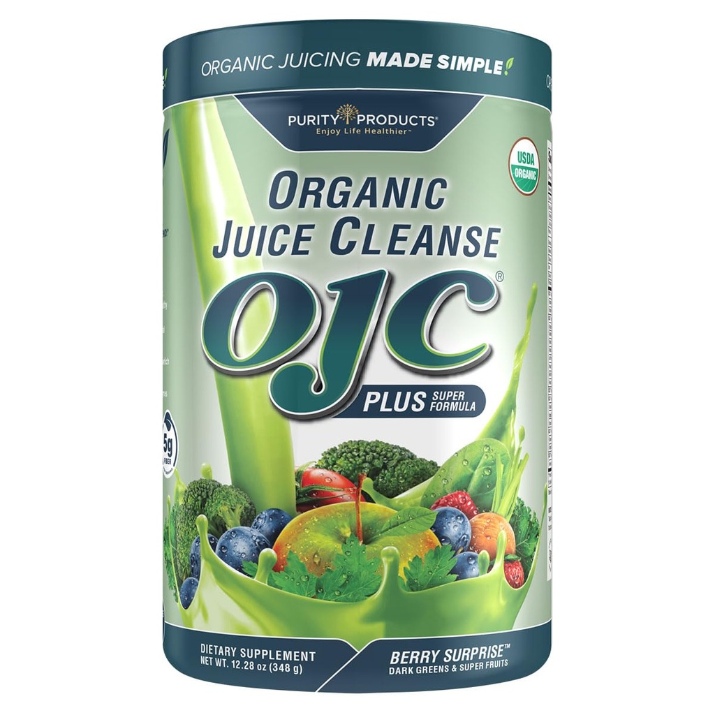 Certified Organic Juice Cleanse OJC Plus Berry Surprise - Puhtustooted - 30+ orgaanilised köögiviljad ja puuviljad - 5 grammi kiudainet - edendab energia- ja seedefunktsiooni - 12.28 oz - 348 g - 30 serveerimist