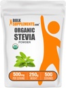 BulkSupplements.com Orgaaniline Stevia Powder - Pure Sweetener, Allikas Stevia Lehed, Taimne täiendus - Vegan & Gluten Free, 500mg per Serving, 250g (8,8 oz) (pakk 1)