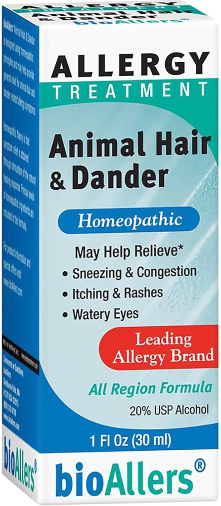 NaturalCare Loomade Juuksed ja Dander Homöopaatilised Vedelad Tilgad BioAllers, 1 Fl Oz | Võib Pakkuda Toe Läbi Sinus Ummistus, Aevastamine Ja Runny Nina, Sügelevad, Vesised Silmad