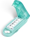 DUBSTAR Pill Cutter Splitter väikestele ja väikestele pillidele, mitme pilli lõikurid väikestele või suurtele pillidele, reguleeritav pillide jagunemine keskseadmega ja plaatide kaitse mitme tableti jaoks (Cyan)
