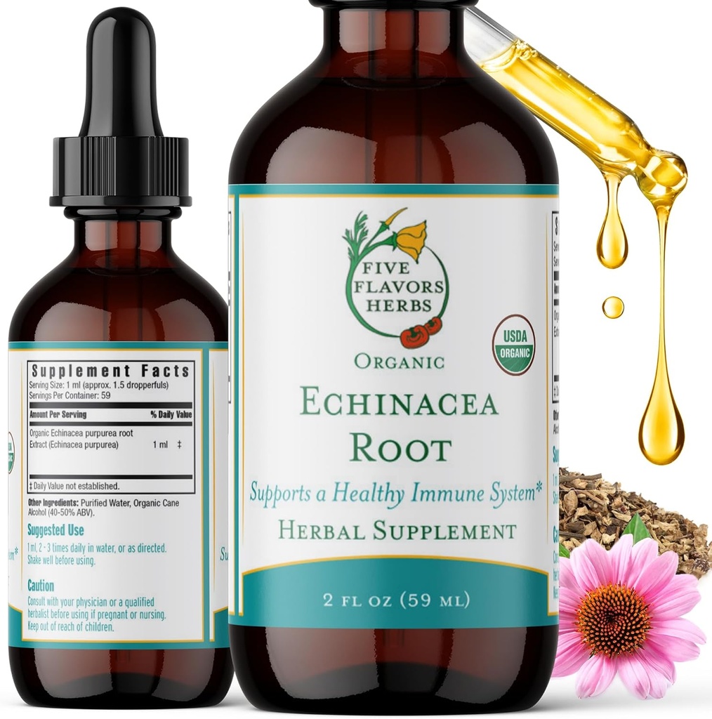 Echinacea juure tinktuur - Immuunsüsteemi tugi, hammustused, nõelad ja haavad, piimjas kaer, taimsed toidulisandid - 2 Fl Oz