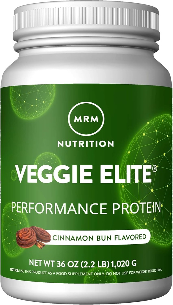 MRM Toitumine Veggie Elite Performance Protein | Cinnamon Bun Flavored| Plant-Based Protein| Lihtne seedida | BCAAs| Vegan + Gluteenivaba | Kliiniliselt testitud | Seedeensüümid | 30 Servingut