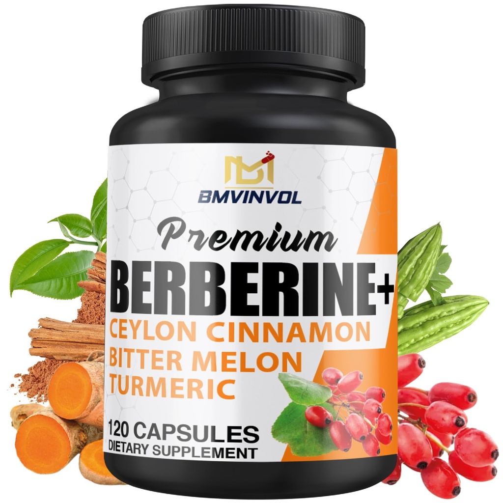 Berberine HCl täiendus, Tseiloni kaneel ja kurkum kapslid, roheline tee ja kibe melon kapslid - 120 kapslit 2 kuu pakkumiseks