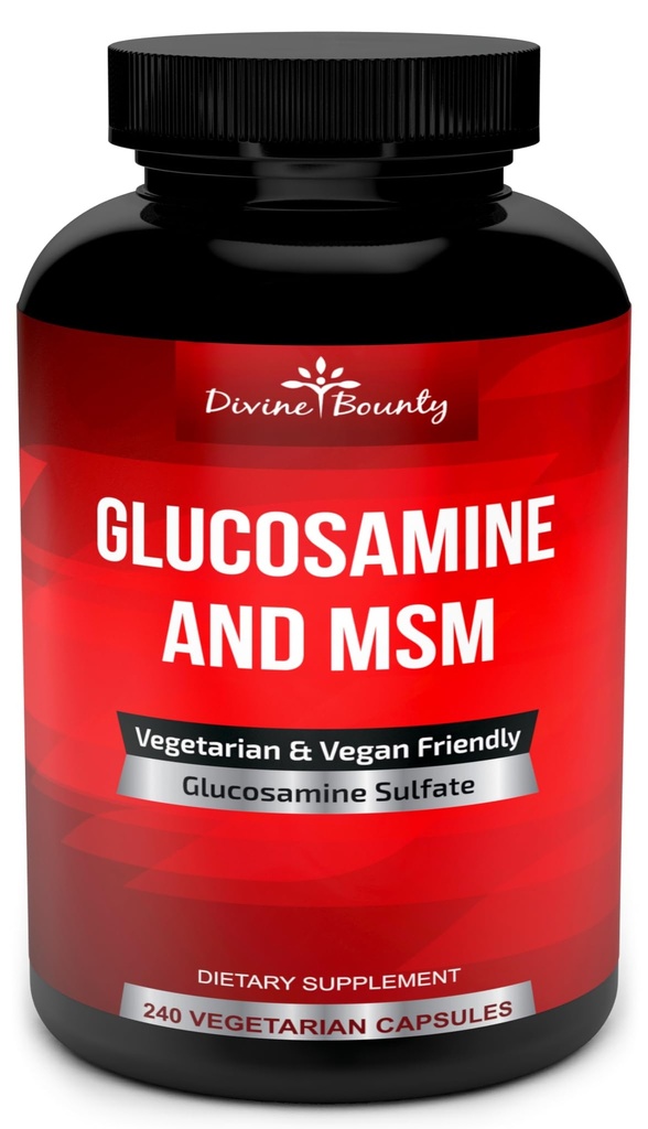 Divine Bounty Glükosamiini Sulfate Supplement (2000mg per Serving) koos MSM - 240 Väikesed taimetoitlased kapslid - No Shellfish või kahjulikud lisandid