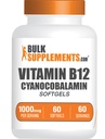 BulkSupplements.com Vitamiin B12 Softgels - Vitamiin B12 Supplement, nagu tsüanokobalamiin - Gluteenivaba, 1 Softgel per Serving (1000mcg), 60 loend (pakk 1)