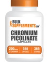 BulkSupplements.com Chromium Pikolinaat Kapslid - kroomilisand, mineraallisand - Gluteenivaba, 1 kapsel serveerimise kohta, 365 loend (pakk 1)