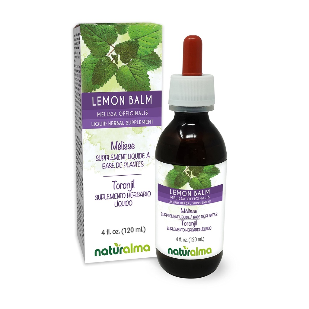 Naturalma Lemon Balm (Melissa officinalis) Leht Alkoholivaba tinktuur - 4 fl oz Vedelikekstrakt tilkades - Taimne täiendus - Vegan
