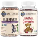 Life Garden Organics Kids Immune Bundle - Elderberry Immune Support Gummies (120 Count) + Certified Organic Kids Multivitamiini Gummies, Non-GMO, Gluteenivaba, Kirss (120 Count)